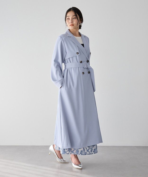 YECCA VECCA 【UVカット/花粉ガード】素材MIXトレンチコート Light Blue