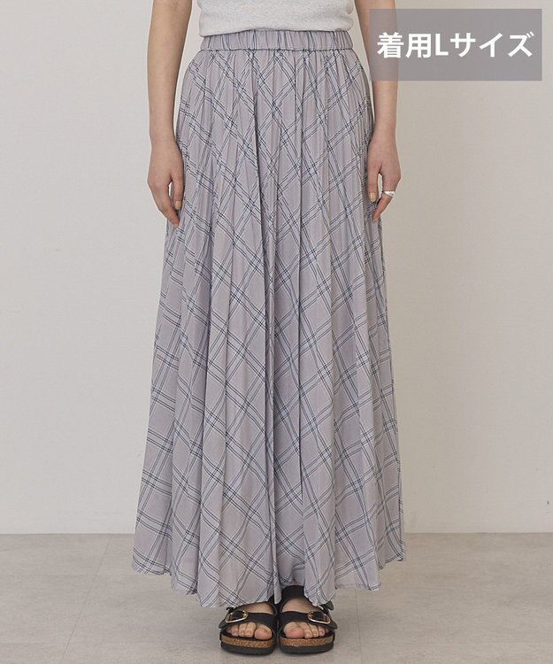 AMERICAN HOLIC 【選べる丈】チェックシアープリーツスカート Light Gray