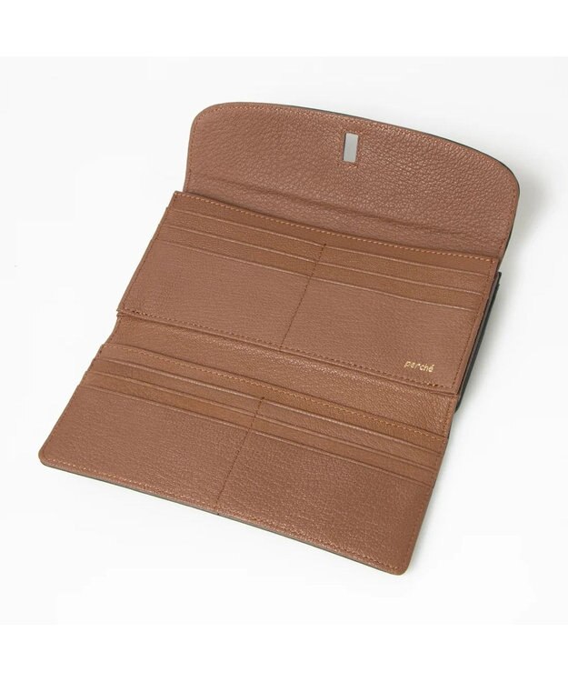 UNBILLION perche カラーコンビレザーかぶせ外がま口長財布 グリーン