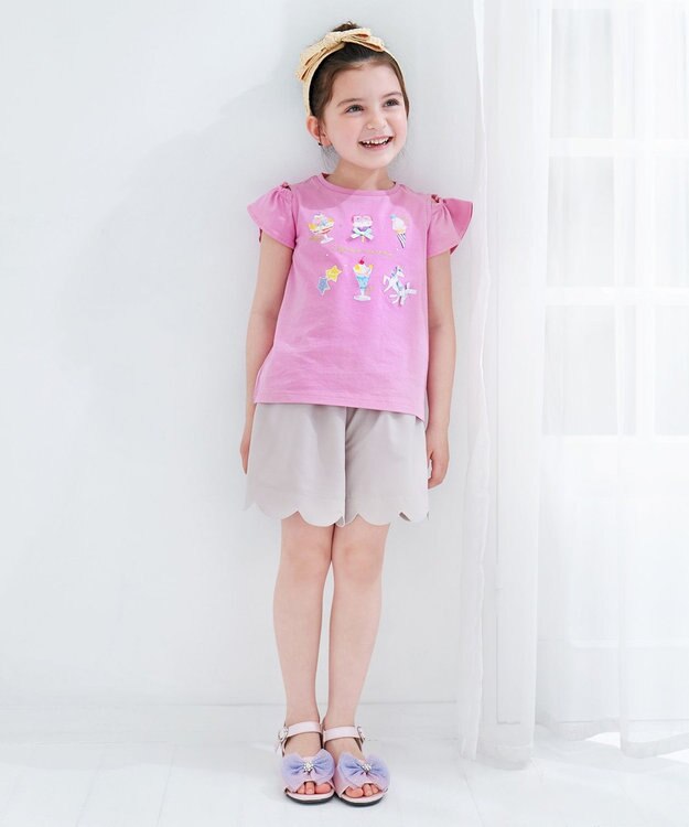 ANY KIDS スイーツ オン・オフショルダー Tシャツ ピンク