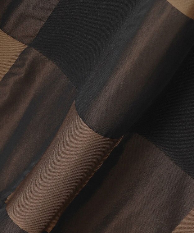 自由区 【洗える】ブロンズチェックジャガード ワンピース ブロンズ×ブラック