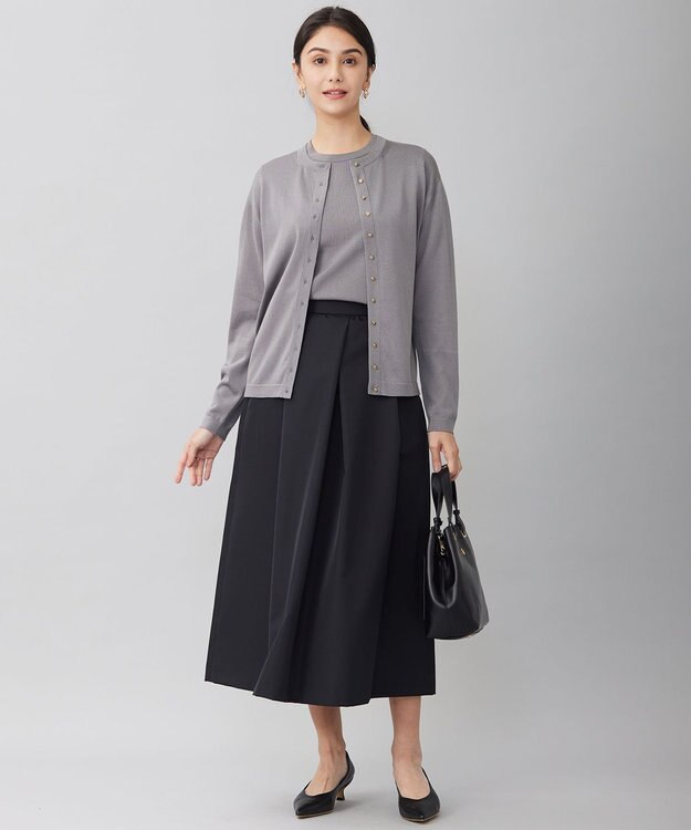 自由区 L 【アンサンブル対応・洗える】シャインハイゲージ カーディガン グレー