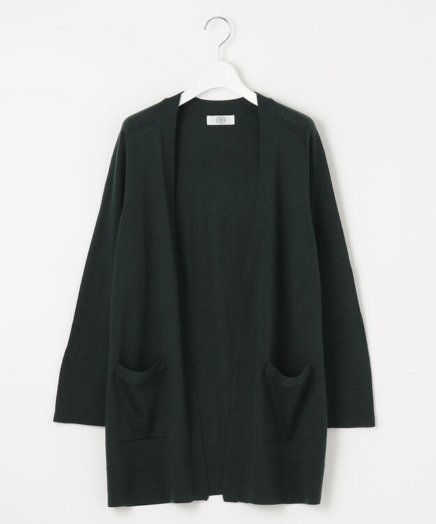 J.PRESS LADIES S 【洗える】KNIT BASIC ロング カーディガン ダークグリーン系