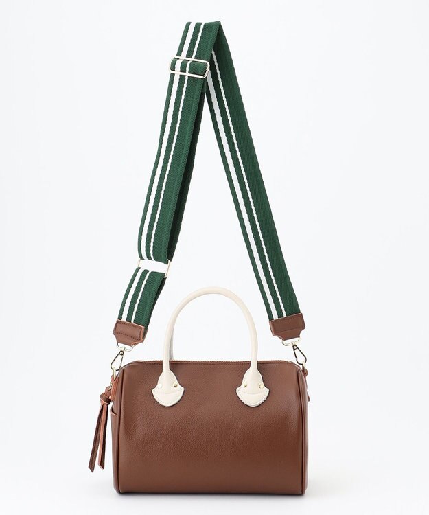 UNBILLION perche / 牛革オイル2wayテープショルダーS ブラウンアイボリー