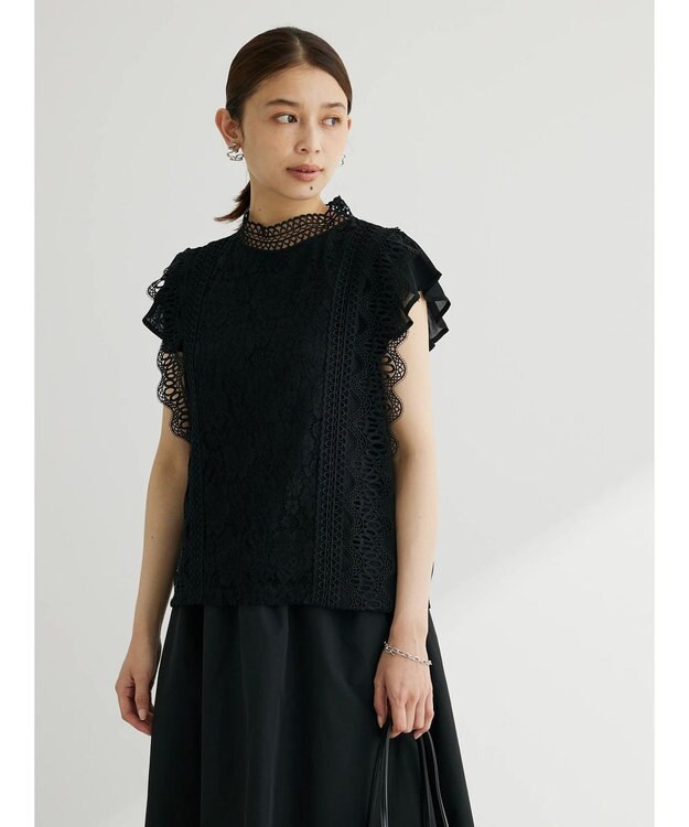 Green Parks ・ＥＬＥＮＣＡＲＥ　ＤＵＥ　イロイロレースブラウス Black