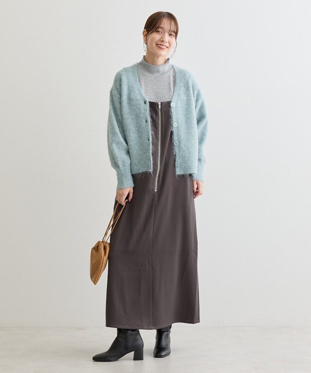 Green Parks 毛ふきシャギーＶネックカーディガン Mint