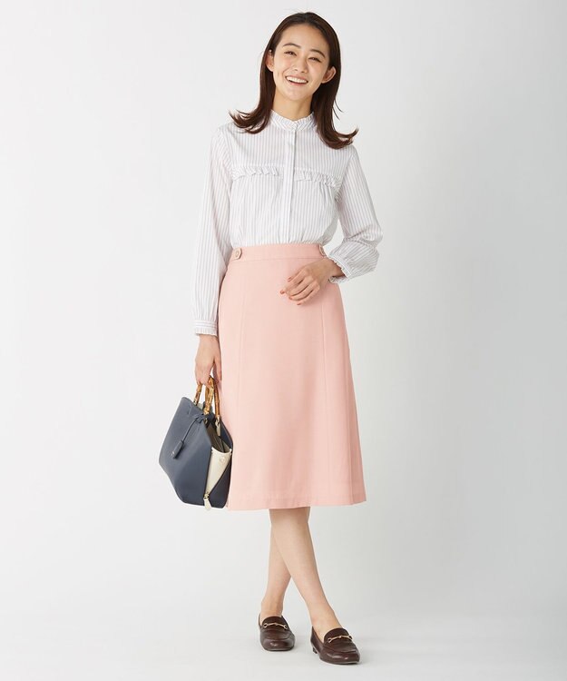 J.PRESS LADIES 【洗える・シワになりにくい】Garudaツイル フレアー スカート ピンク系