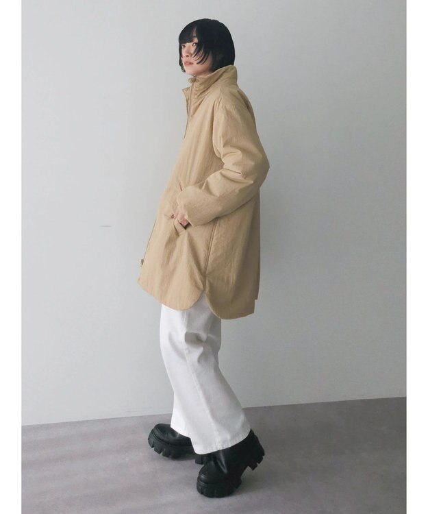 Green Parks 中わたスタンドカラーミドル丈ブルゾン Beige