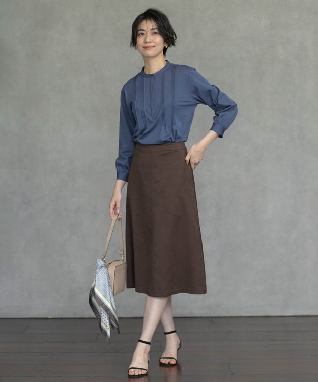 J.PRESS LADIES L トリコット ピンタック カットソー ブルーグレー系