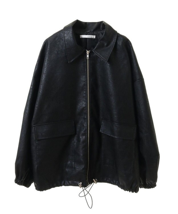 Green Parks ・ＥＬＥＮＣＡＲＥ　ＤＵＥフェイクレザーＺＩＰブルゾ Black