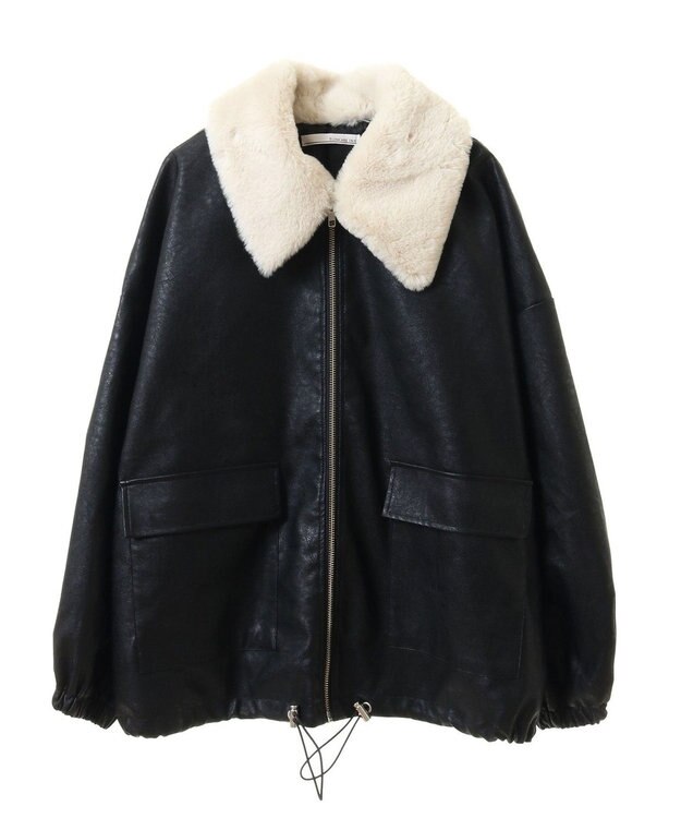 Green Parks ・ＥＬＥＮＣＡＲＥ　ＤＵＥフェイクレザーＺＩＰブルゾ Black