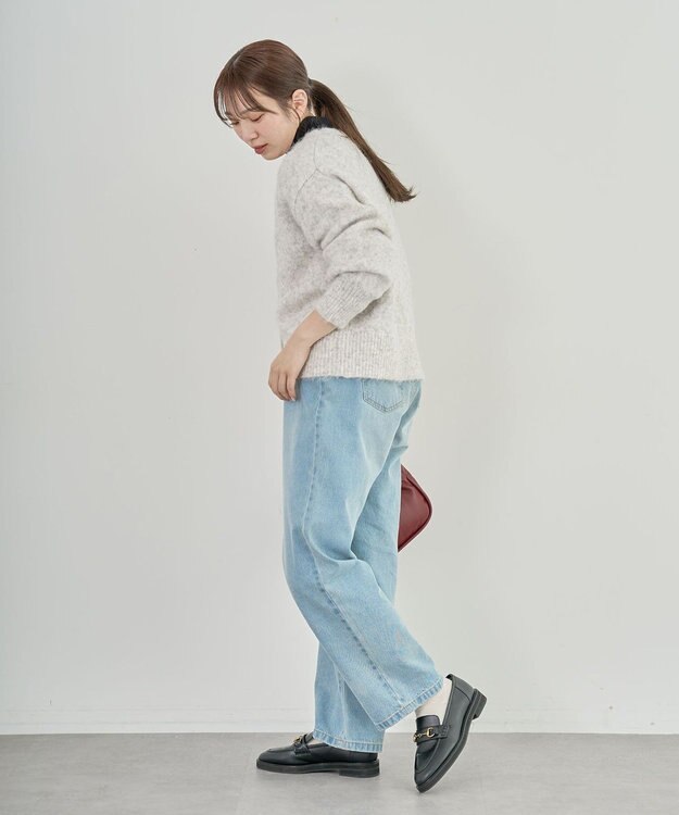 Green Parks 毛ふきシャギーＶネックカーディガン Light Gray Mixture