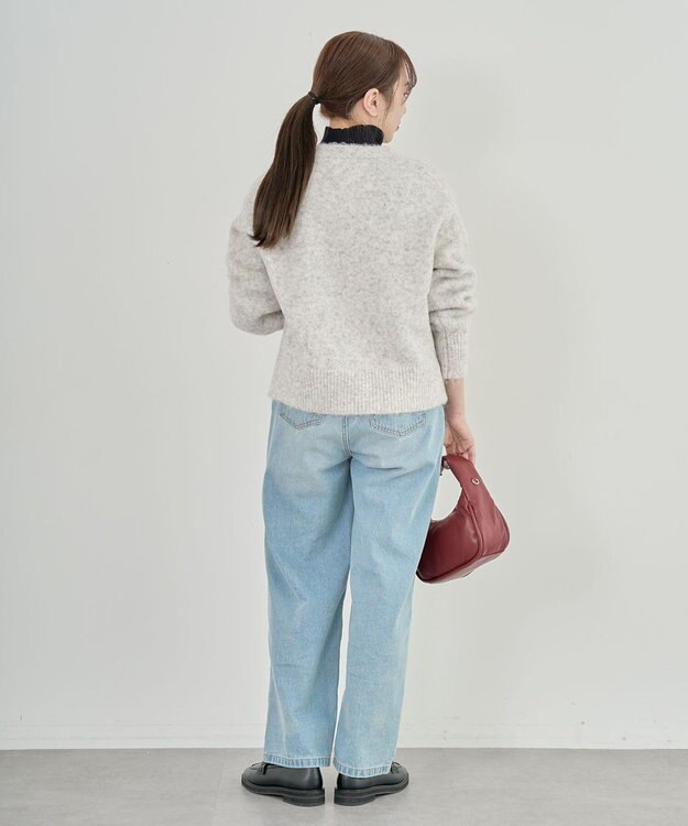 Green Parks 毛ふきシャギーＶネックカーディガン Light Gray Mixture