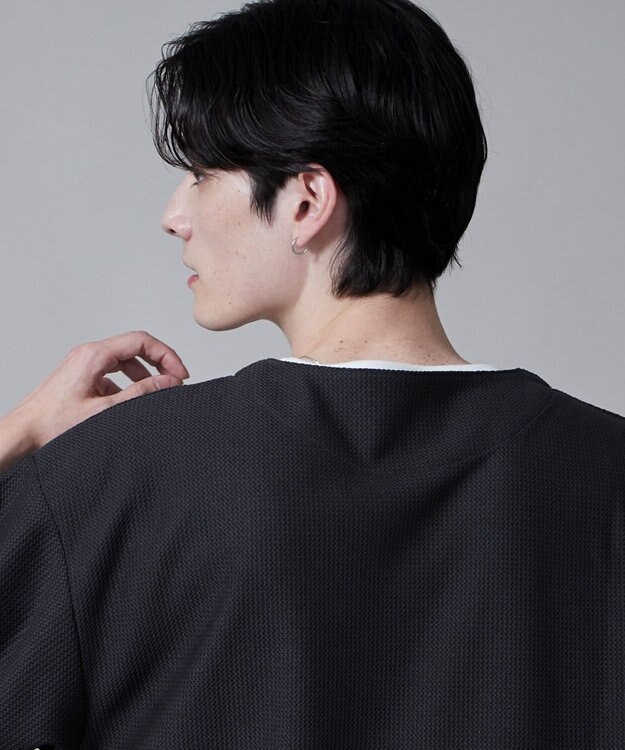 WEGO フェイクレイヤードキーネックT（S） ダークグレー