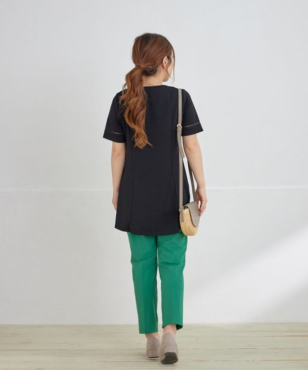 Tiaclasse 【洗える・接触冷感・紫外線ケア・サラごこち】はしごレースチュニック ブラック