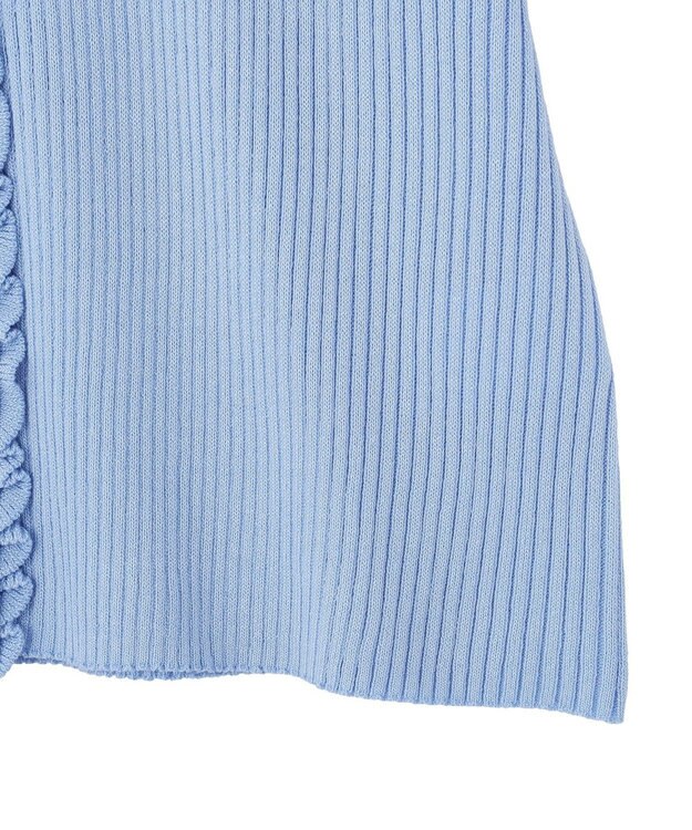 earth music&ecology ミニフリルポロカーディガン Blue