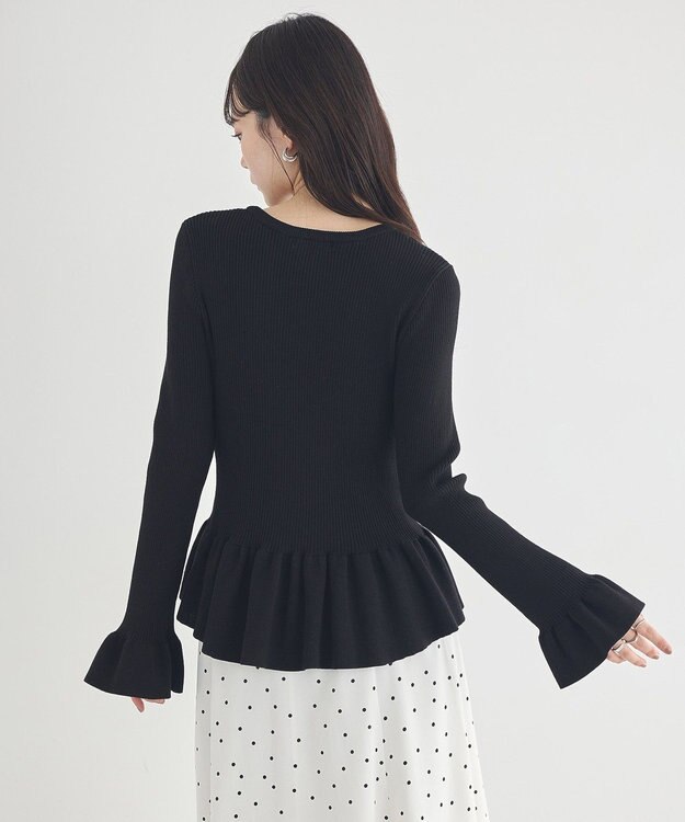 earth music&ecology ペプラムニットプルオーバー Black