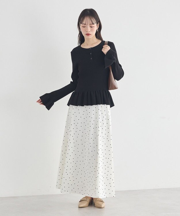 earth music&ecology ペプラムニットプルオーバー Black