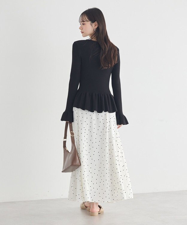 earth music&ecology ペプラムニットプルオーバー Black