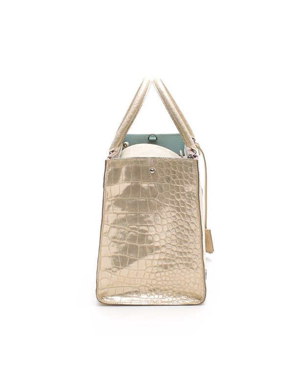 A.D.M.J. 【牛革】ヴィッテリグリシャムウェンディ/クリスタルソーイングWジップトート28cm ゴールド