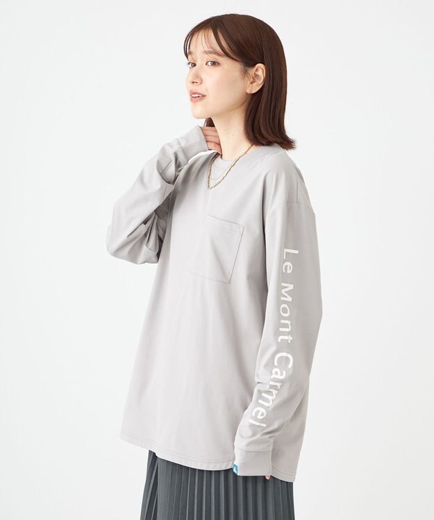 SHARE PARK LADIES 【UNISEX】吸水速乾 ショルダーロゴロングスリーブTシャツ（S・Mサイズ） グレー