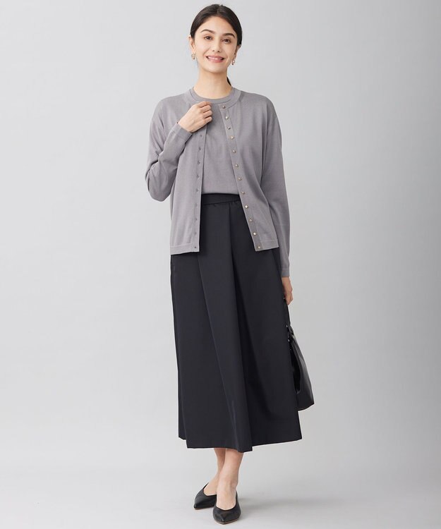 自由区 L 【アンサンブル対応・洗える】シャインハイゲージ カーディガン グレー