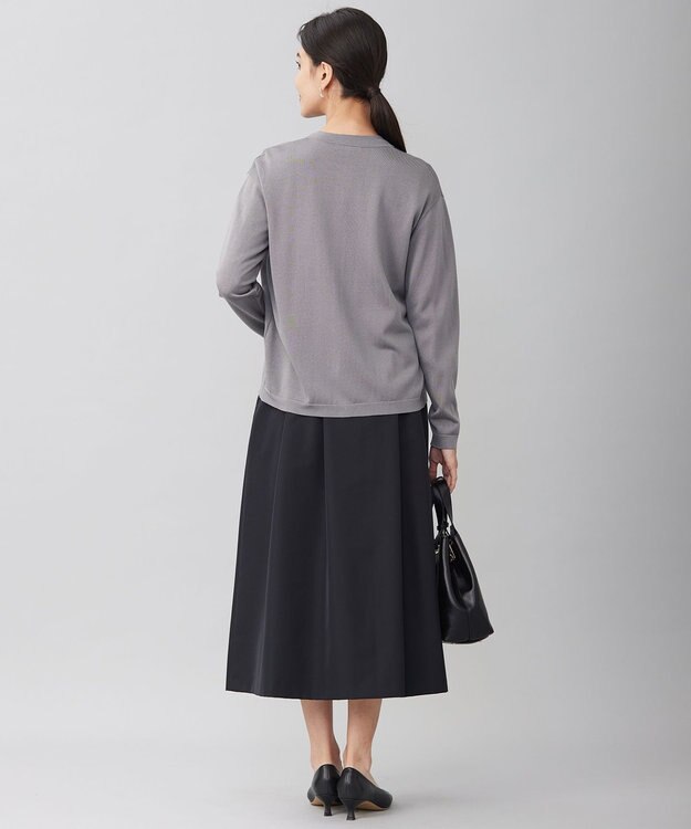 自由区 L 【アンサンブル対応・洗える】シャインハイゲージ カーディガン グレー