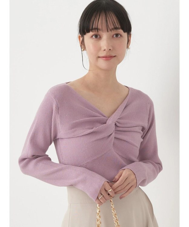 earth music&ecology ツイストリブラメニットプルオーバー Pink