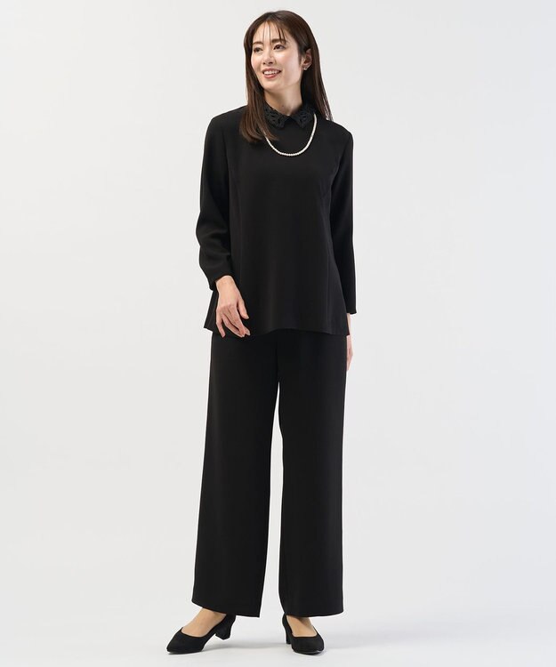 J.PRESS LADIES L 【セットアップ対応】セラテリーダブルクロス セミワイド パンツ ブラック系