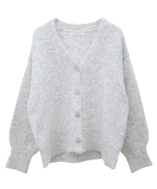 Green Parks 毛ふきシャギーＶネックカーディガン Light Gray Mixture