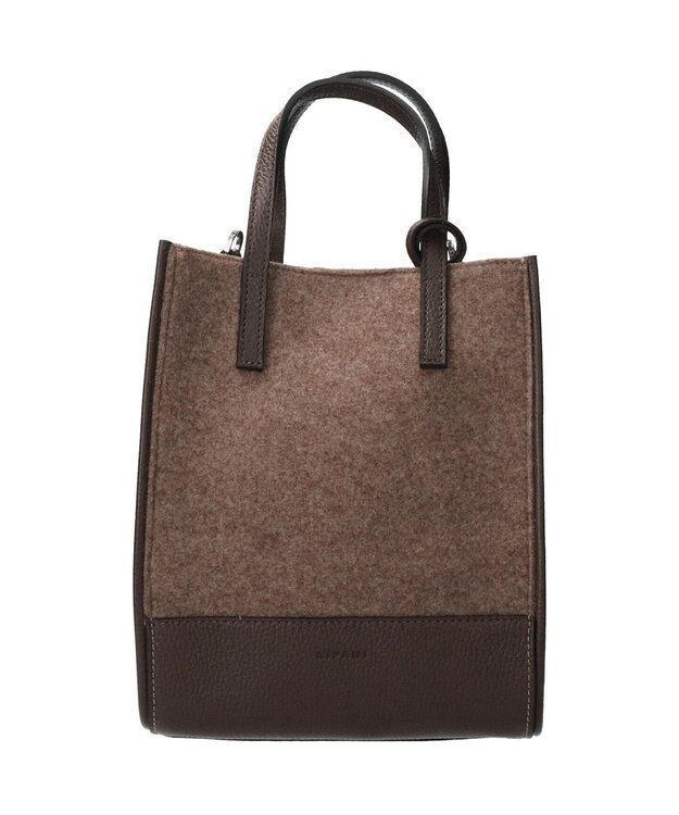 INTER-CHAUSSURES 【RIPANI】レザーハンドルフェルトバッグ ダークブラウンコンビ