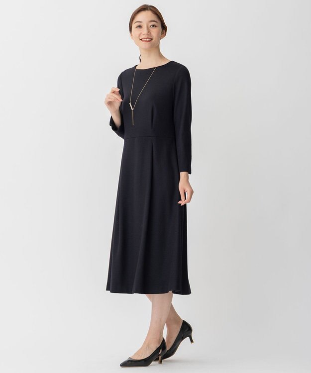 自由区 【セット可】ウールジャージー ワンピース ネイビー系