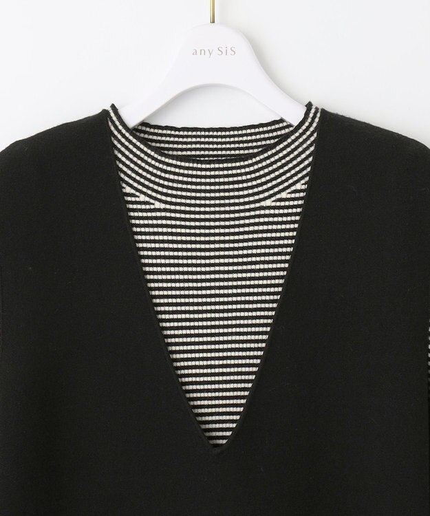 ANY SIS 【2SET】ジャンパースカートツイン セット ブラック×ボーダー