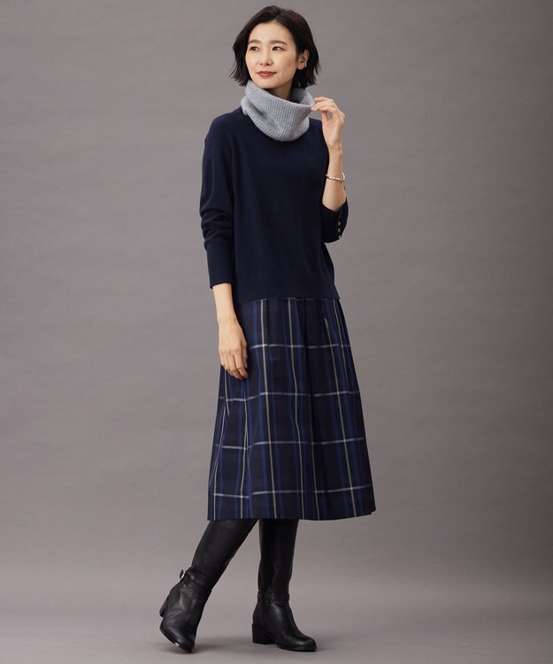 J.PRESS LADIES ピュアカシミヤ ネックウォーマー ライトグレー系