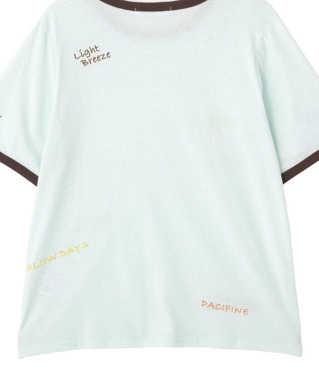 AMERICAN HOLIC ランダムロゴ刺繍リンガーTシャツ Mint