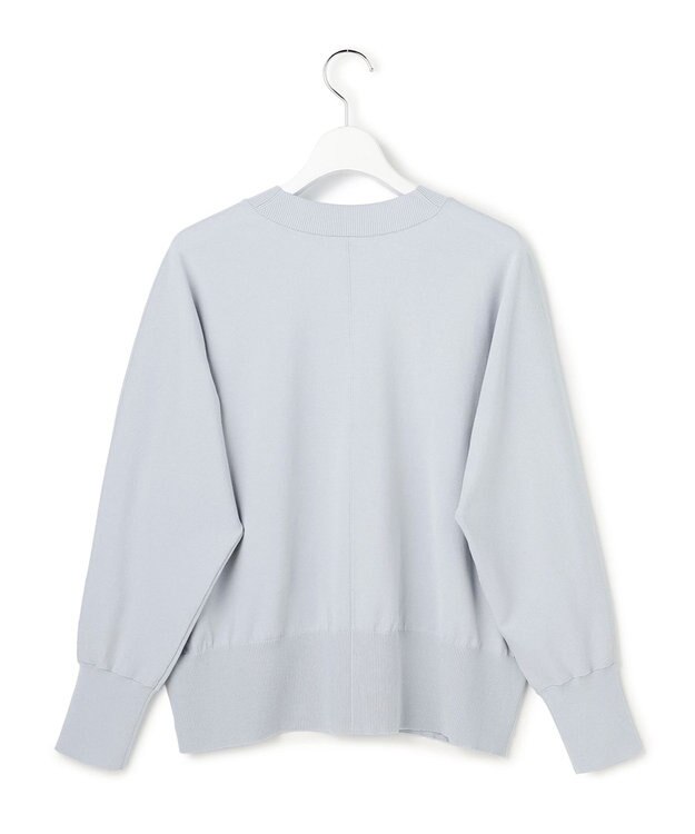 ICB クリアレーヨンストレッチ Vネックニット スモーキーサックス