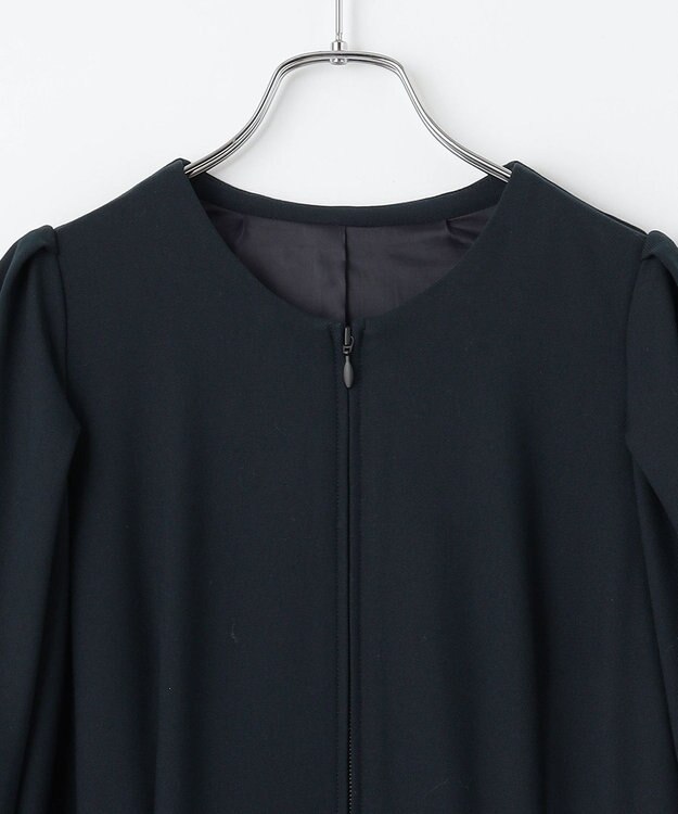 #Newans 【セレモニーにも】〈亀恭子さんコラボ〉ボリュームスリーブロングワンピース ネイビー