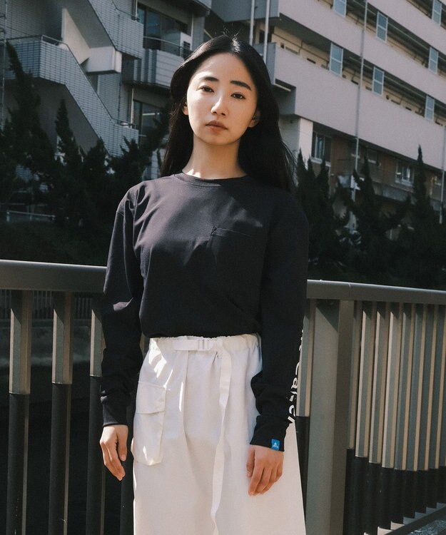 SHARE PARK LADIES 【UNISEX】吸水速乾 ショルダーロゴロングスリーブTシャツ（S・Mサイズ） ブラック