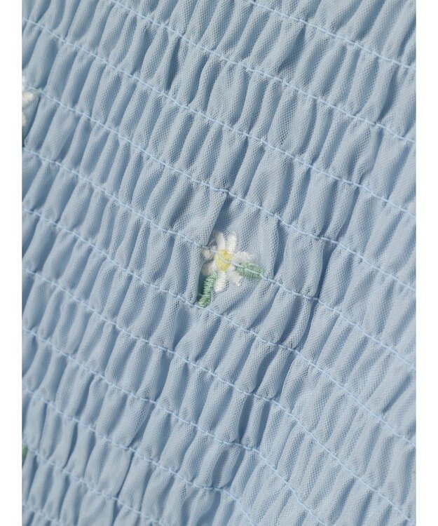 earth music&ecology フラワー刺繍ブラウス Blue