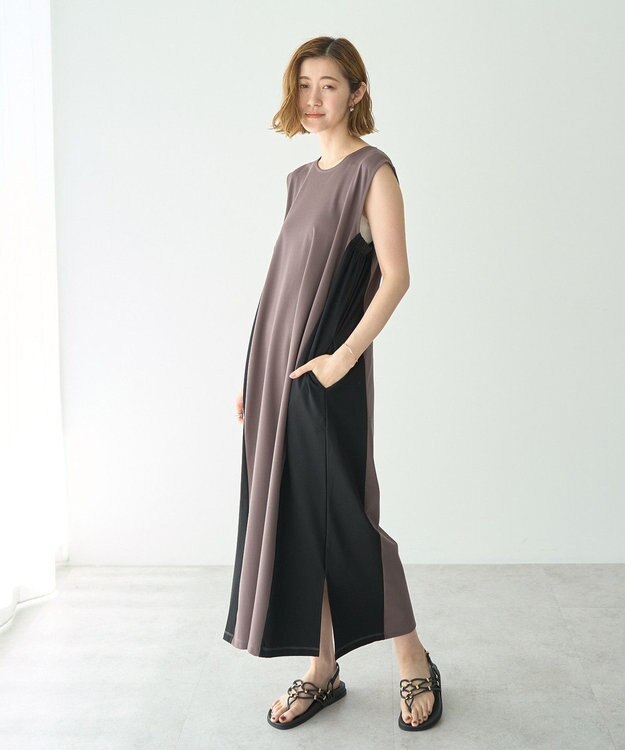 YECCA VECCA 2wayノースリーブカットワンピース Charcoal Gray
