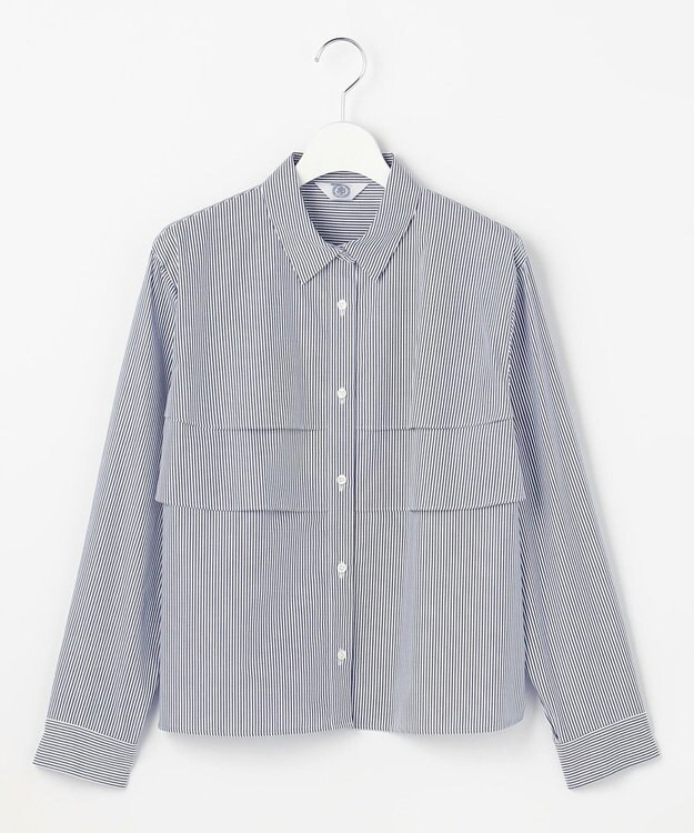 J.PRESS LADIES COTTON TEX ブラウス ネイビーストライプ系