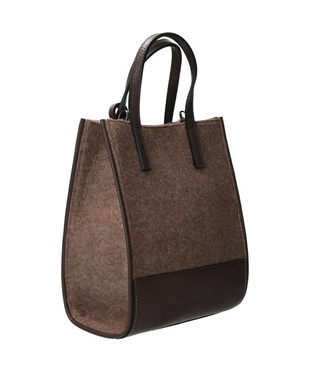 INTER-CHAUSSURES 【RIPANI】レザーハンドルフェルトバッグ ダークブラウンコンビ
