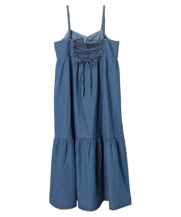 earth music&ecology デニムバックレースアップワンピース Light Indigo