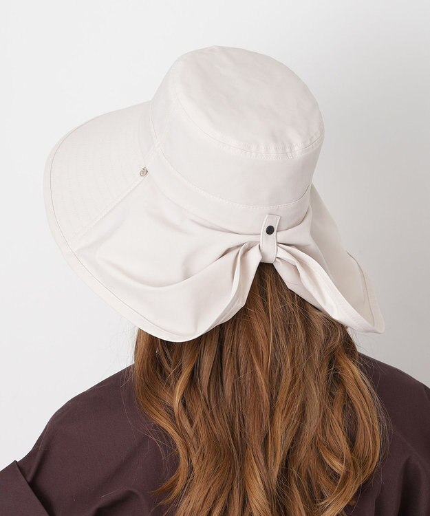 MOONBAT 【遮光100％/遮熱/UVカット】PAUL&JOE ACCESSOIRES(ポール&ジョー）後ろ垂れ 広つばハット 帽子 サイズ調整可能 手洗い可能 オフホワイト