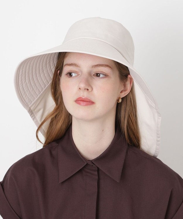 MOONBAT 【遮光100％/遮熱/UVカット】PAUL&JOE ACCESSOIRES(ポール&ジョー）後ろ垂れ 広つばハット 帽子 サイズ調整可能 手洗い可能 オフホワイト