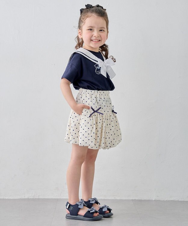 ANY KIDS 【洗濯機可能】バルーン ドットスカート ホワイト