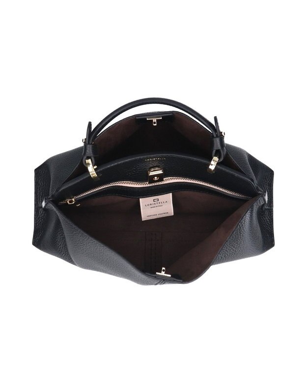 INTER-CHAUSSURES 【LORISTELLA】レザーハンドルセンターシームハンドバッグ ブラック