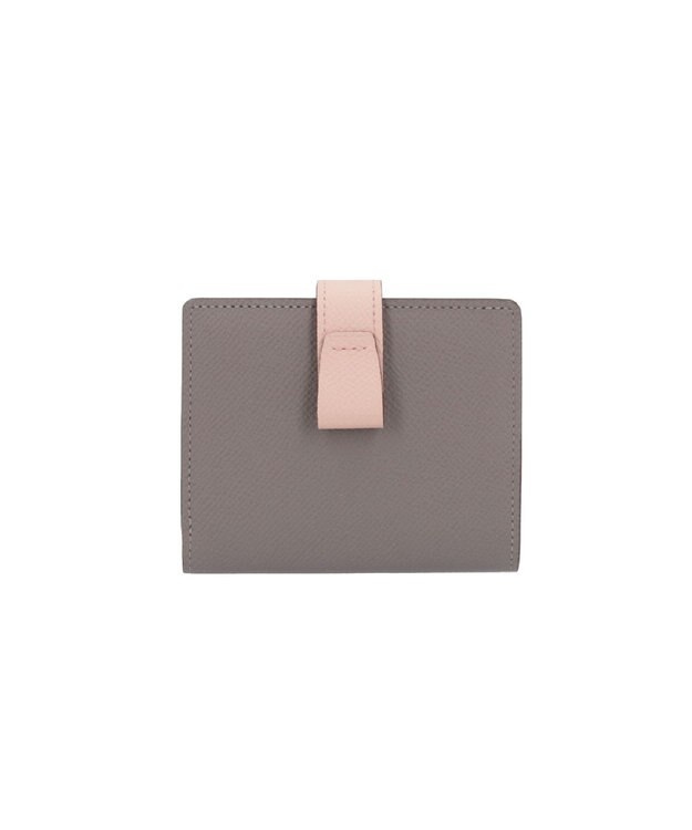 Atelier nuu 日本製 本革 バイカラーnoble 二つ折れウォレット new!グレー×サクラピンク