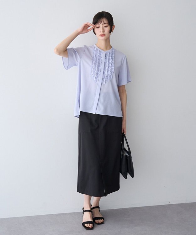 YECCA VECCA フリルデザインブラウス Sax