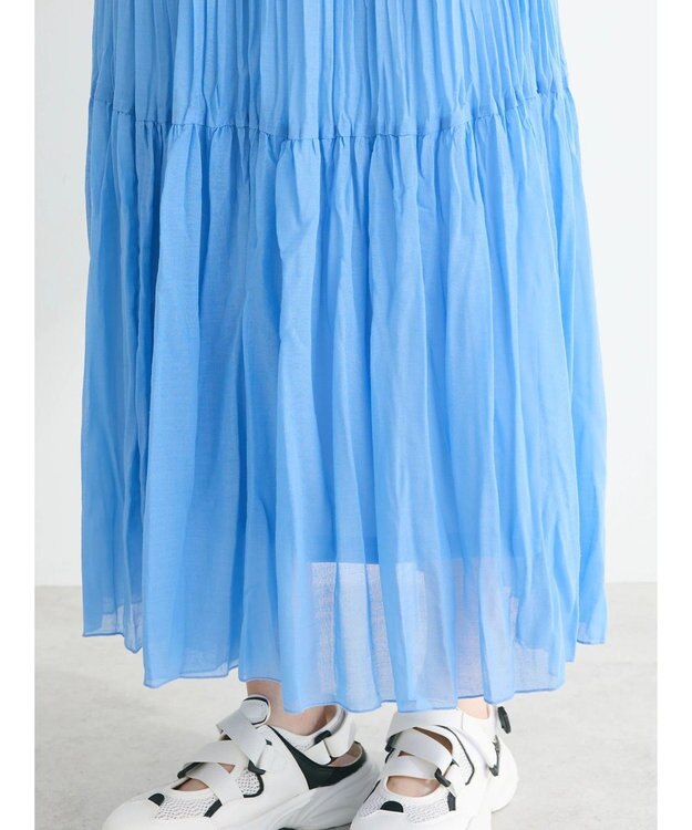 Green Parks シアープリーツボリュームスカート Blue